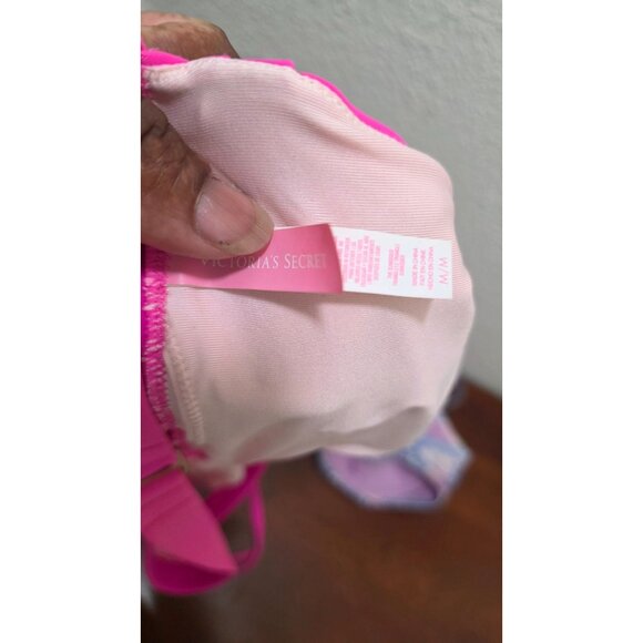 Victorias Secret Women's Set Of 2 Bikini Tops M & 32DDD/F70 Pink & Floral - Picture 5 of 6